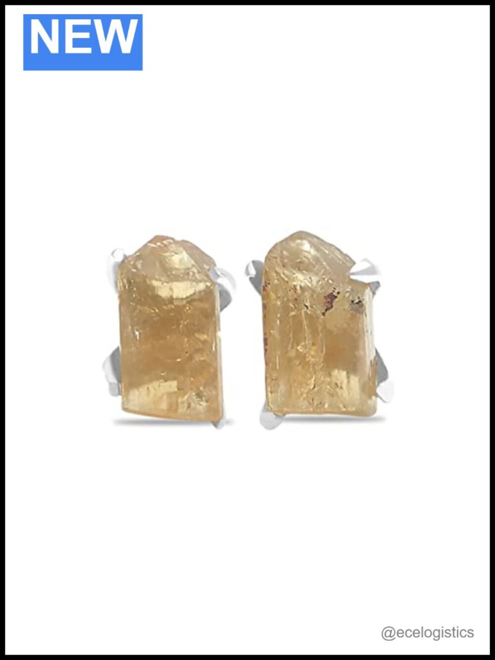 Sterling Silver Imperial Topaz Post Earrings Natural Crystal